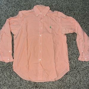 Ralph Lauren Large Mens Orange Green & White Dress Shirt